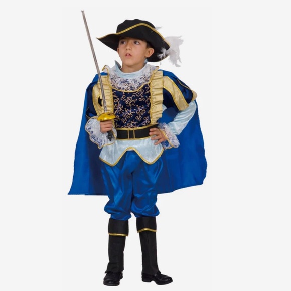 Blue and Gold Musketeer Kids Costume - Picture 1 of 4